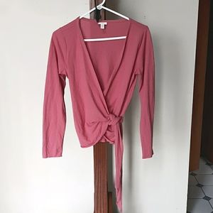JJill Pink Wrapped Tie Sweater Size S